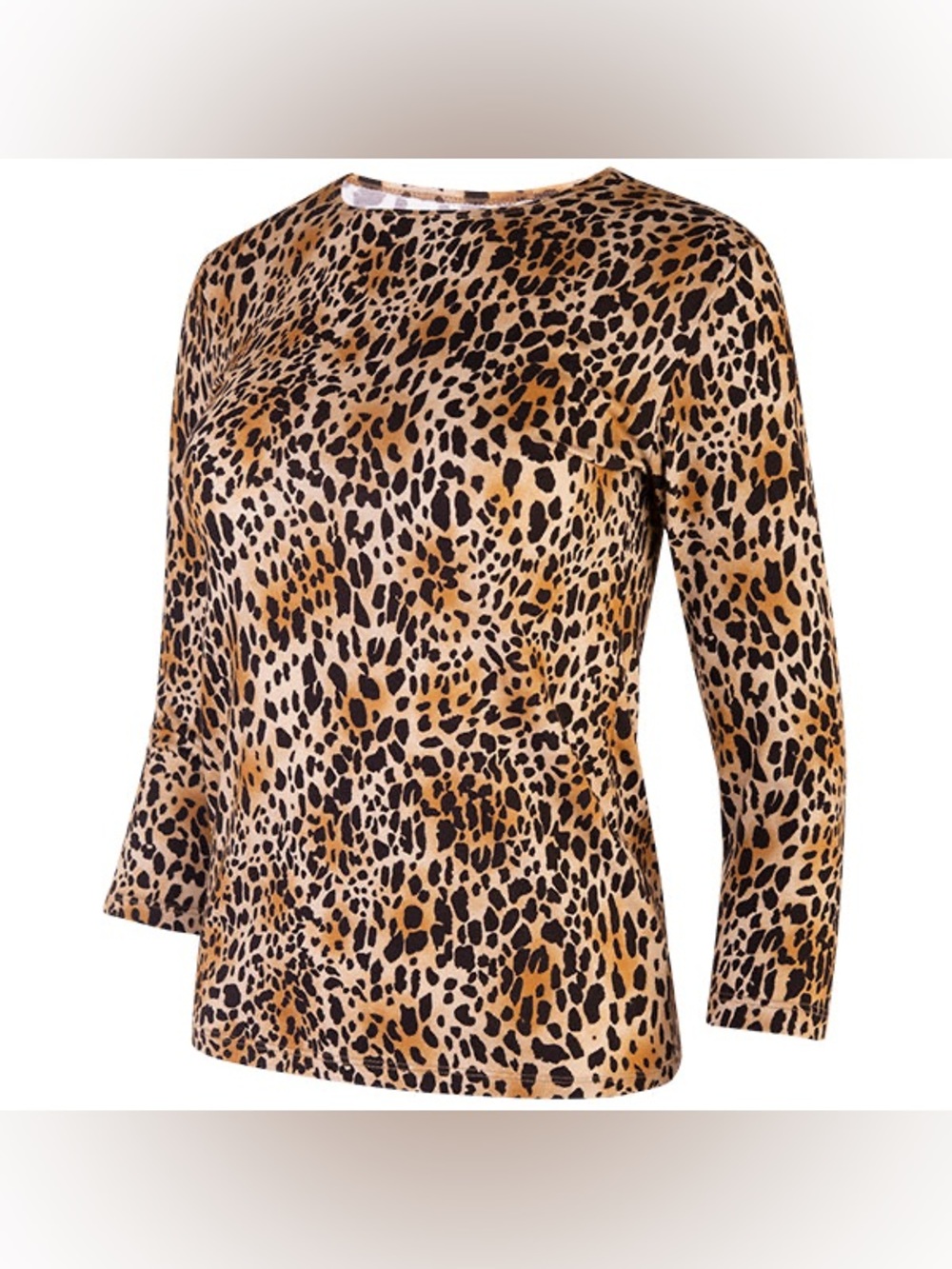 NWT Leggiardo  3/4 SLEEVE KNIT TEE IN MINI LEO CLASSIC  top size 2